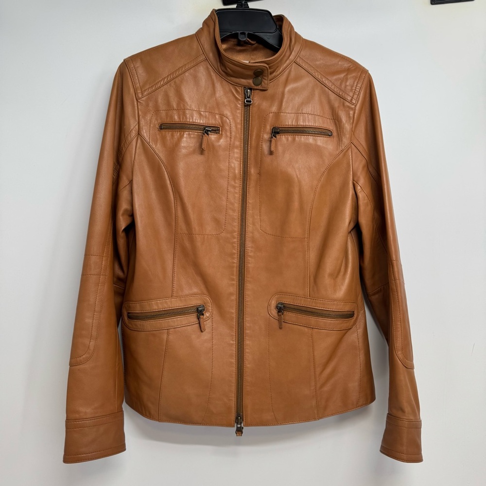 TCM Brown Leather Jacket Full Zip Woman’s Size Medium